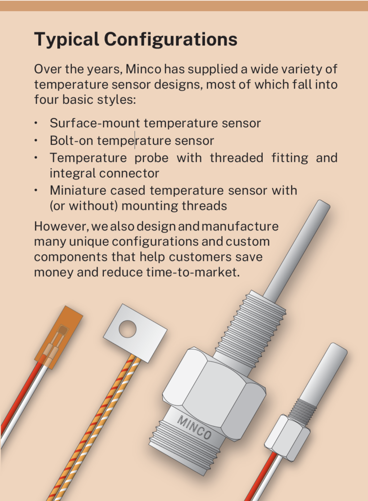 typical configurations for temperature sensors used in space